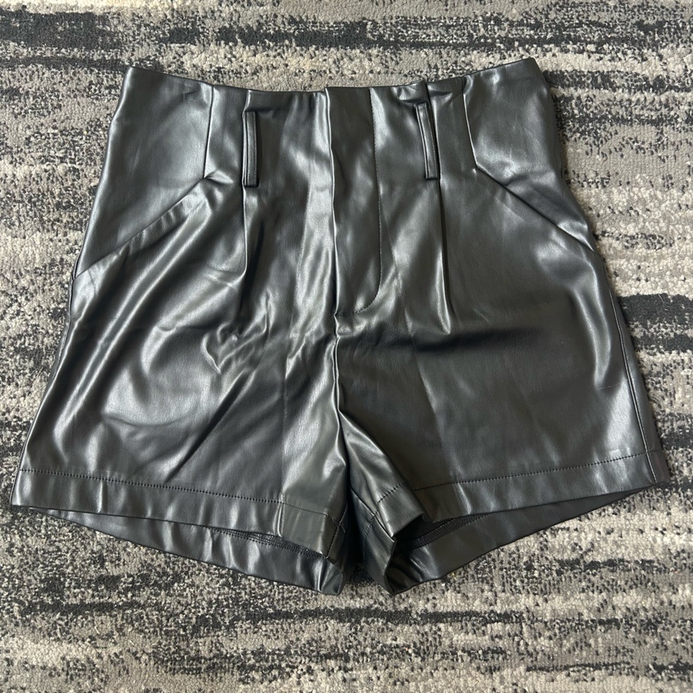 ALTAR’D STATE Faux Leather High- Waisted Paper Bag Shorts